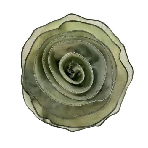 10inch Extra Large Flower Brooch Pin for Women Fashion Dainty Organza Satin Fabric Big Camellia Brooches Lapel Pins Wedding Dance Party Dress Accessories Exaggerated Jewelry Gift - color: 10 inch Green