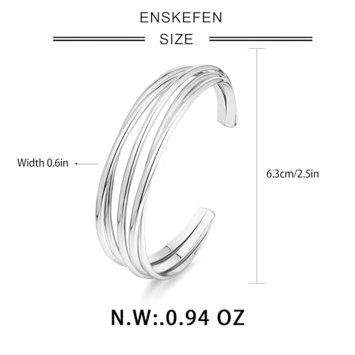 Gold Cuff Bracelet for Women Chunky Multi-layer Cross Wire Open Bracelet Hollow Wide Cuff Bracelets Adjustable Gold Open Cuff Bangle Bracelet - color: Wire Hollow Silver Bracelet