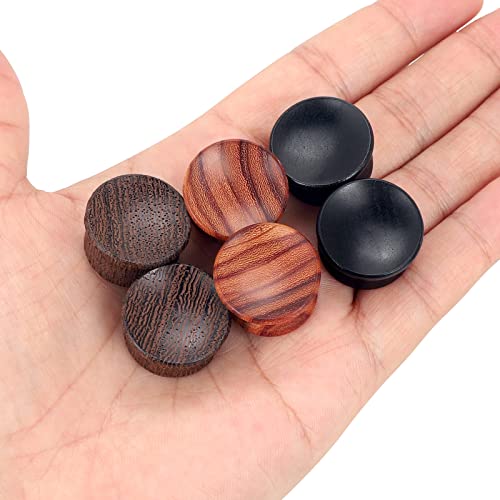Qmcandy 2g-13/16 inch Sun Moon Natural Wood Wooden Acrylic Ear Tunnels Plugs Piercing Gauge Expander Set - color: D 6pcs 13/16"(20mm)