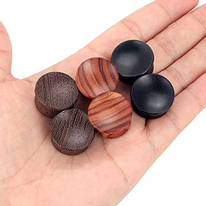 Qmcandy 2g-13/16 inch Sun Moon Natural Wood Wooden Acrylic Ear Tunnels Plugs Piercing Gauge Expander Set - color: D 6pcs 0g(8mm)