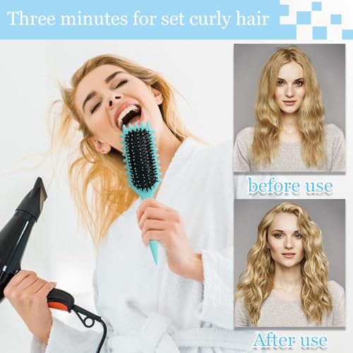 Curly Hair Brush,Curl Defining Brush plus 3 Pieces Hair Styling Comb Set(Slick Back Hair Brush,Rat Tail Comb,Edge Bristle Brush) for Combing, Shaping, Styling(Pink) - color: Pink