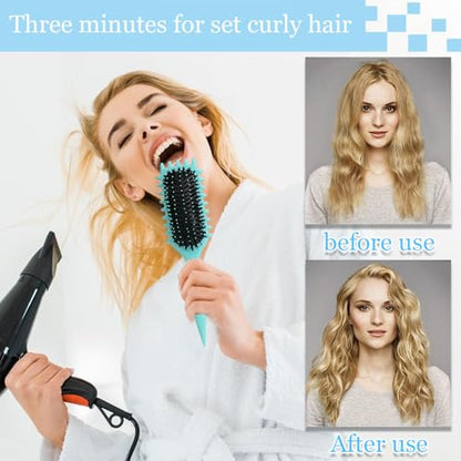 Curly Hair Brush,Curl Defining Brush plus 3 Pieces Hair Styling Comb Set(Slick Back Hair Brush,Rat Tail Comb,Edge Bristle Brush) for Combing, Shaping, Styling(Pink) - color: Pink
