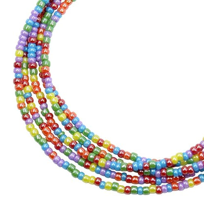 Kathy Bankston Rainbow Luster Seed Bead Necklace, Thin 1.5mm Strand | Thin Delicate Strand, Layering Necklace, Choker to Long Lengths, Made to Order