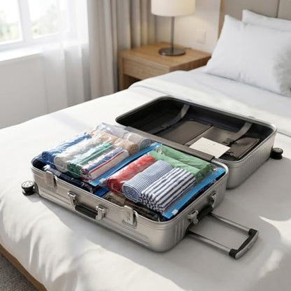 3 Pcs Travel Vacuum Compression Bags, Reusable Clothing Luggage Storage Bags, Essential Travel Items That Can Save Space - color: Transparent, size: 16x20 inch