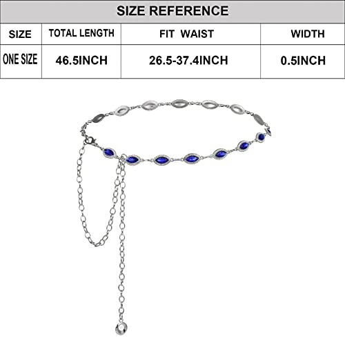 ILuvatar Green Glass Diamond Chain Belt - Metal Women's Western Style Dress Belt - color: Silver-dp