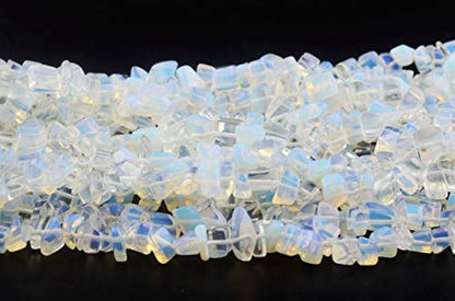 Natural Chip Stone Beads Opalite 5-8mm About 400 Pieces Irregular Gemstones Healing Crystal Loose Rocks Bead Hole Drilled DIY for Bracelet Jewelry Making Crafting (5-8mm, Opalite) - color: Opalite