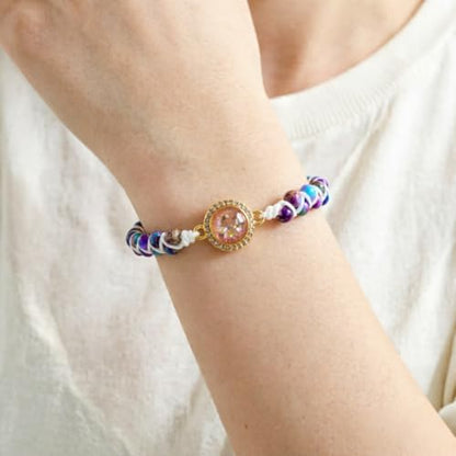 YGLINE Stone Bead Yoga Meditation Bracelet Healing Crystal Double Layer Natural Gemstone Beaded Relax Anxiety Bracelets for Women Men - color: Artificial opal
