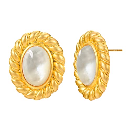 925 Sterling Silver mother shell Pearl Earrings, Women's Shell Freshwater Pearl Dangle Gold Earrings, Hypoallergenic Women's Pearl Earrings Women's Jewelry, Gifts for Mom, Girlfriend, Daughter - style: mother shell earrings