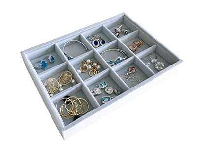 Grey Velvet Stackable Organizer Premium Grade Fabric Soft Protection for Jewelry Collection Removable Rearrangeable 12-Grid Drawer Divider Small Space Storage Ring Necklace Earring - size: 12-Grid