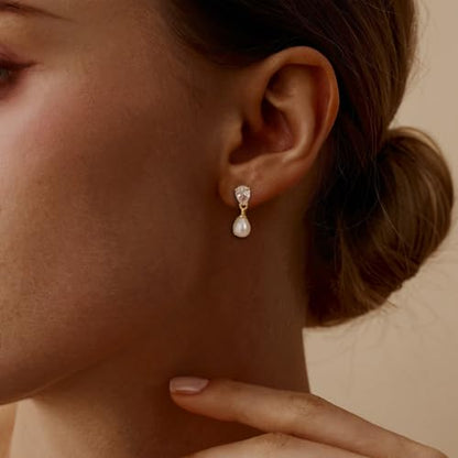 Gold Earrings for Women Trendy, Dainty Dangle Earrings 14K Gold Plated Drop Earrings Cute Wedding Earrings Fashion Prom Bridal Jewelry Gifts - color: Gold-A6