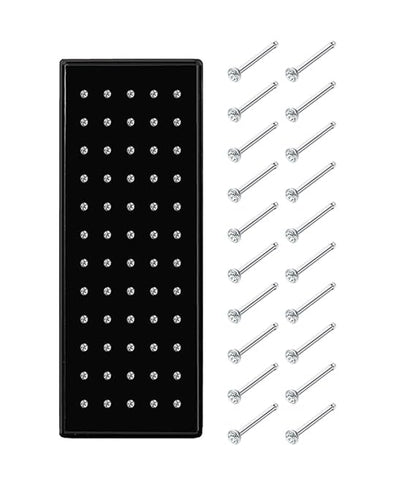Jstyle 60Pcs Hypoallergenic Nose Rings Studs for Women Men 22G Piercing Pin | 316L Stainless Steel Straight Nose Studs, Small Sparkly CZ Piercing Jewelry for Sensitive Skin, 7MM Post, 1.5/2.0/2.5MM CZ - size: 2.0 mm