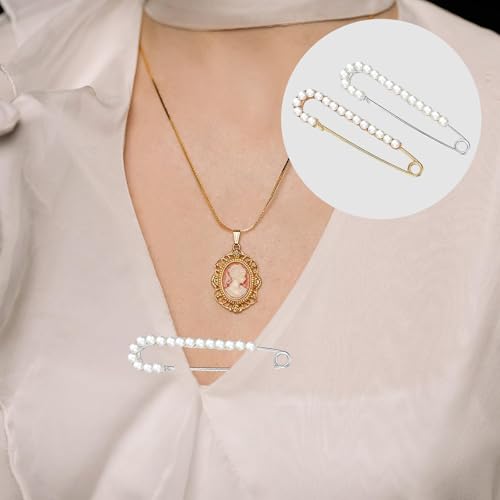 12 PCS Sweater Shawl Clips Retro Sweater Shawl Clips Faux Crystal Pearl Brooch Pins for Women Girls Costume Accessory - color: Classic 3