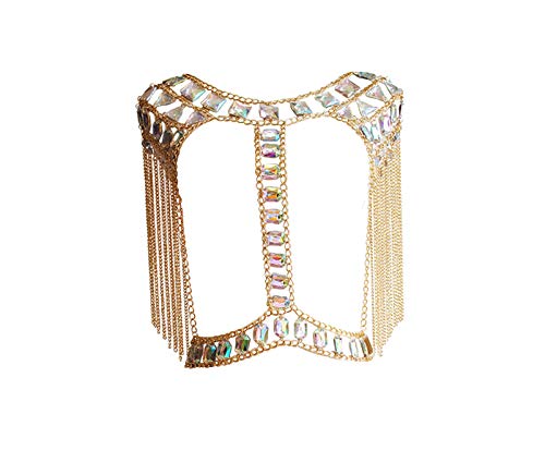Women Sexy Jewelry Night Shop Costume Shoulder Body Chain - color: Gold -Shoulder body chain