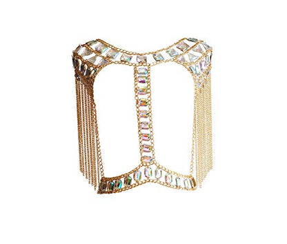 Women Sexy Jewelry Night Shop Costume Shoulder Body Chain - color: Gold -Shoulder body chain