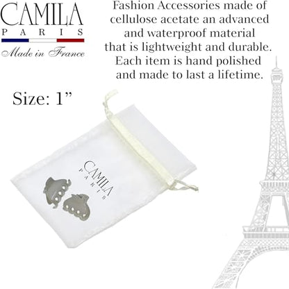 Camila Paris CP3661 French Hair Clip for Women, Small 1 inch Set of 2 Girls Hair Claw Clips Jaw Fashion Durable and Styling Hair Accessories for Women, Strong Hold No Slip Grip, Made in France - color: Gray 1" 2PK