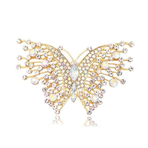 Dainty Rhinestone Butterfly Brooch for Women Men Chic Cute Sparkly Crystal Animal Lapel Pins for Suit Dress Hat Bag Tie Wedding Holiday Accessories Jewelry - color: Golden