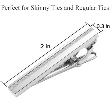 Tie Clip for Men Black, 2 Inch Tie Bar Tie Pins and Clips for Regular Tie, Unique Men Tie Clip Tie Clasp Silver Suitable for Wedding Anniversary, Business Professional, Father's Day Gift - style: Silver