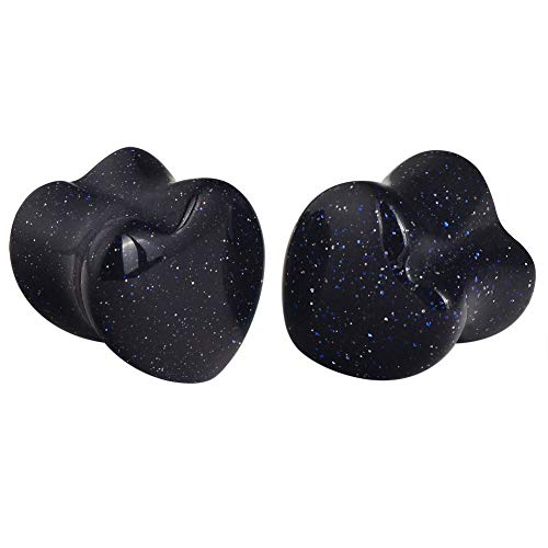 Oyaface 8 PCS Natural Stone Ear Plugs Set Piercing Gauges Black Pink Blue White - color: 00G (10mm), 8 PCS Heart