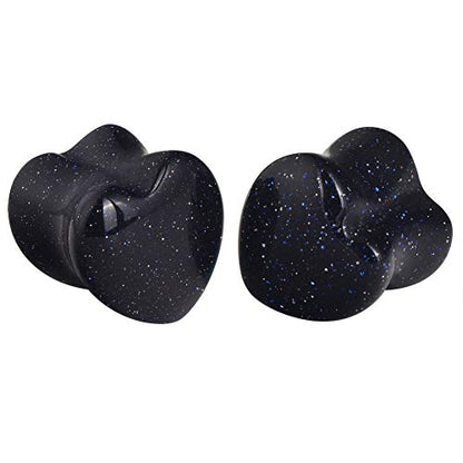 Oyaface 8 PCS Natural Stone Ear Plugs Set Piercing Gauges Black Pink Blue White - color: 00G (10mm), 8 PCS Heart