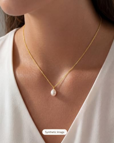 Pearl Necklaces for Women, 18K Gold Plated Dainty Simple Pendant Necklace | Elegant Birthday Bridesmaid Wedding Gifts for Women