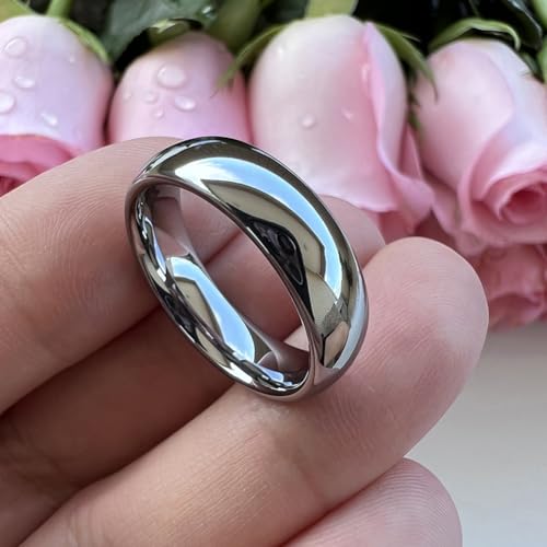 TUTISS 4mm 6mm 8mm 10mm Silver/Gold/White Tungsten Rings for Men Women Couple Fashion Jewelry Anniversary Engagement Wedding Bands Domed Polished I Love You Engraved Comfort Fit - color: 6mm Tungsten I Love You