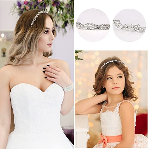 Wecoe 4 Pack Silver Rhinestone Headband Flower Girl Bridal Wedding Headband Crystal Headpiece Flower Leaf Butterfly Metal Hairband Girls Hair Accessories For Women Girls Gifts | Sparkling crystal silver headbands, perfect for bridal & party looks - color: