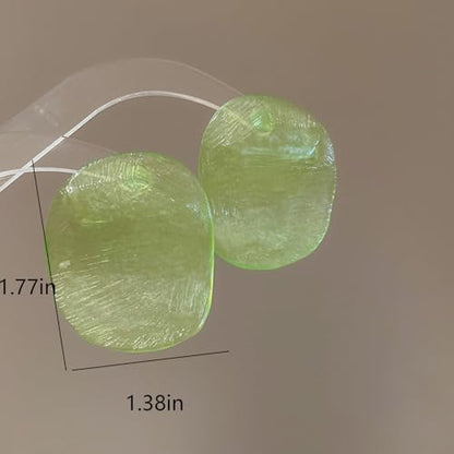 Trendy Resin Acrylic Statement Earrings for Women Chunky Geometric Round Drop Stud Styles Fashionable Modern Lightweight Dangle Earring Set - color: C:Green