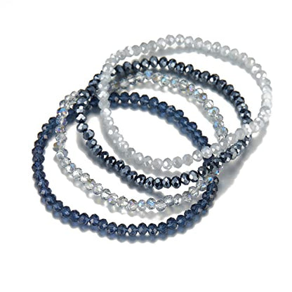 Noessla Beaded Boho Stretch Bracelet Colorful Stackable Crystal Beads Bracelets Trendy Costume Jewelry Mothers Day Gifts for Women - color: Dark blue