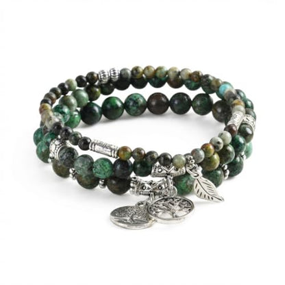 YGLINE Tree of Life Yoga Healing Stone Bracelets,Multilayer Lotus Chakra Stone Reiki Bracelet Sets,Anxiety Crystal Natural Stone,for Women Stress Relief - color: Turquoise-3w