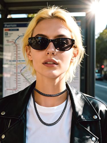 Bandmax Solid Stainless Steel Flat Box Link Chains 2MM/4MM/6MM/8MM Silver/Gold/Black Rolo Cable Chain Necklaces for Men Women 14"-30" Length, Gift Packed - color: 11 8MM-Black Plated