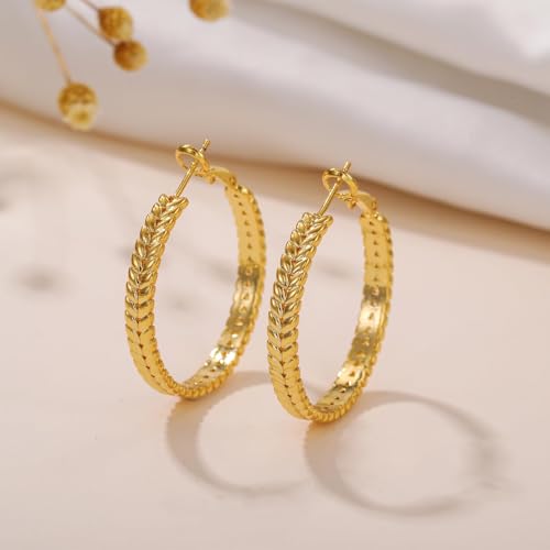 Large 925 Sterling Silver Hoop Earrings for Women Lightweight Thick Silver Hoop Earrings Wheat Twisted Hoop Earrings Hypoallergenic 5mm Wide Big Silver Hoop Earrings for Women 30/40/50mm