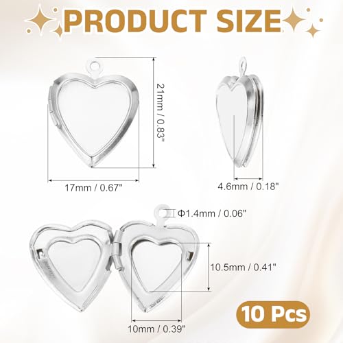 MECCANIXITY Custom Photo Locket Charm, Copper Retro Picture Locket Pendants for DIY Memorial KeyChains Necklace Bracelet Jewelry Making - color: Silver, style: Small Simple Heart