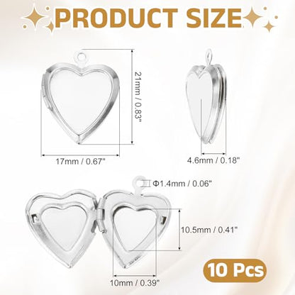 MECCANIXITY Custom Photo Locket Charm, Copper Retro Picture Locket Pendants for DIY Memorial KeyChains Necklace Bracelet Jewelry Making - color: Silver, style: Small Simple Heart