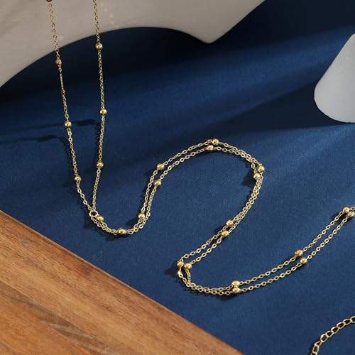 Waist Chain for Women 14K Gold/Silver Plated Body Chain Beads Link Belly Chains Belly Belt Waist Beads Chains Adjustable Sexy Bikini Body Jewelry Daily Belts Gifts for Women - style: Layered Beads-GD