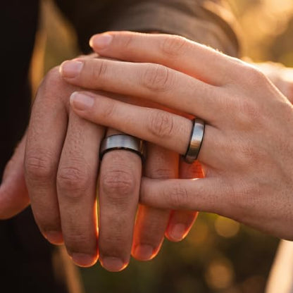 Tungsten Wedding Band Ring 10mm 8mm 6mm 4mm for Men Women 18k Rose Gold Plated Dome Black Grey Brushed Polished - color: 6 Rose Gold Black Grey Tungsten