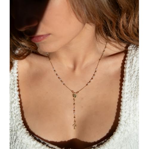 Lariat Necklaces for Women - Dainty Long Necklace Trendy 14K Gold Plated Hypoallergenic Layered Long Y-Shape Sunburst CZ T-Bar Pendant Drop Chain Necklace Set for Women Non Tarinsh Jewelry - style: Y-shaped chain of the Virgin Mary