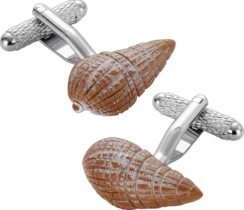 HAWSON Various Unique Cuff Links Mens, Animal/Tactical/Music/Holiday/Cufflinks, Themed Wedding Dinner Party Gift Suit Accessories - style: Conch Shell