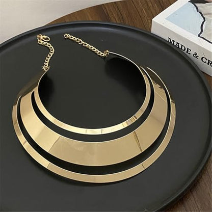 Chunky Gold Necklace Big Statement Chunky Necklace for Women African Tribe Wide Metal Choker Necklaces Jewelry - color: 06 Jewelry Set Gold