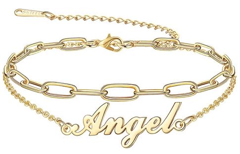 Custom Ankle for Women for Women 18K Gold Plated Adjustable Name Anklet Customized Beach Anklet Gifts - color: Name Anklet with Paper Clip Chain