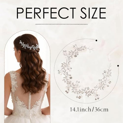 Bridal Headpiece Wedding Headband Rhinestone Hair Accessories for Birthday Party First Communion (Silver) - color: Silver