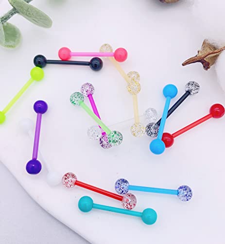 30-200Pcs 14G Surgical Steel Tongue Rings for Women Stainless Steel Nipple Rings Barbell Body Piercing - color: C: 32pcs
