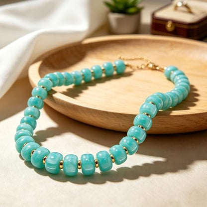 AOZEL Chunky Resin Beaded Necklace for Women Colorful Bead | Summer Beach, Waterproof, Fade Resistant, Adjustable Length, Boho Statement, for Daily Wear & Gifting - color: Yellow