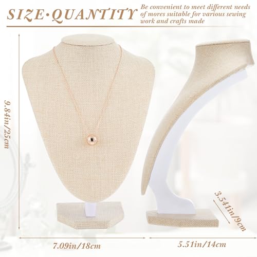 Huquary 6 Pcs Necklace Display Stand Necklace Holder Jewelry Bust Display Stands for Selling Home Store Trade Shows Photography Props Retail(Flaxen,Linen) - color: Flaxen