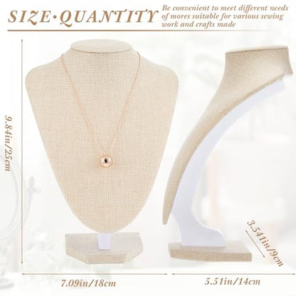 Huquary 6 Pcs Necklace Display Stand Necklace Holder Jewelry Bust Display Stands for Selling Home Store Trade Shows Photography Props Retail(Flaxen,Linen) - color: Flaxen