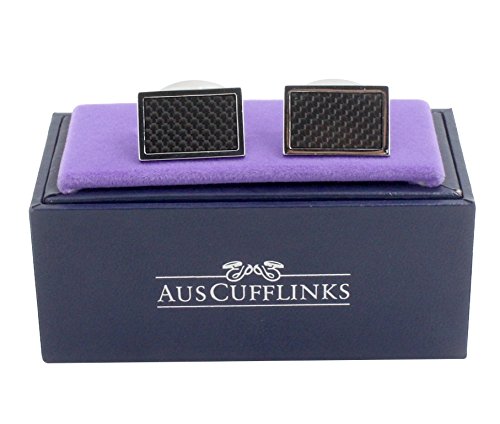 Carbon Fiber Cufflinks | Groomsmen Cuff Links | 5 Yr Warranty | Cufflinks Box Inc | Gift for Men | Black Cufflinks