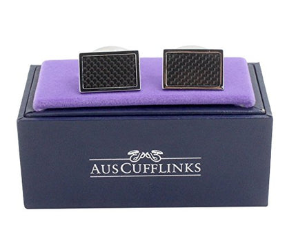 Carbon Fiber Cufflinks | Groomsmen Cuff Links | 5 Yr Warranty | Cufflinks Box Inc | Gift for Men | Black Cufflinks
