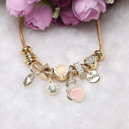 DS Charm Bracelets for teen girls exquisite cute cartoon friendship bracelet Gold Stainless Steel Bangle birthday Gift box Adjustable little girls kids jewelry holiday gifts - style: GOLD-8