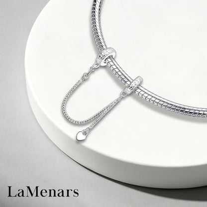 LaMenars 925 Sterling Silver Charms for Pandora Bracelets & Necklaces | Bead Charms Birthday Holiday Jewelry Gifts For Women - color: Heart Safety Chain
