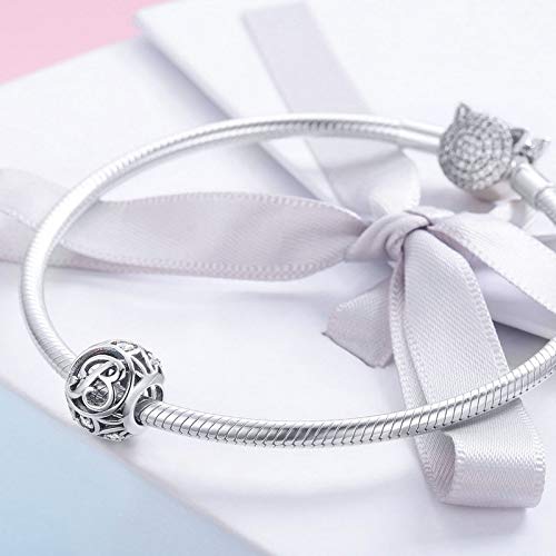 Letter Charms 925 Sterling Silver Initial A-Z Bead Charms | For Bracelets Necklaces, Hypoallergenic,Cubic Zirconia Alphabet Beads, Personalized Gifts for Women - color: B