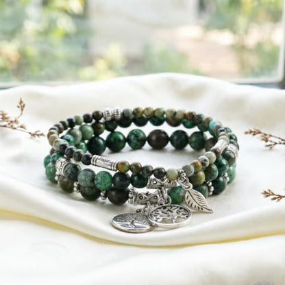 YGLINE Tree of Life Yoga Healing Stone Bracelets,Multilayer Lotus Chakra Stone Reiki Bracelet Sets,Anxiety Crystal Natural Stone,for Women Stress Relief - color: Turquoise-3w